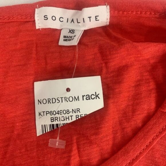 Socialite Womens Size XS Bright Red Cotton/Modal Short Sleeve Top - Picture 5 of 6